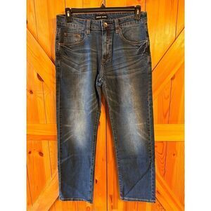 Indigo Alpha Jeans 32x30 Slim Straight Stretch 360° Flextech waist Distressed Nw